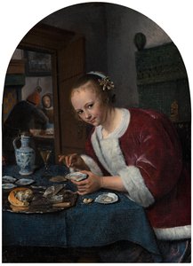 Mädchen isst Austern, um 1658-1660 von Jan Havickszoon Steen