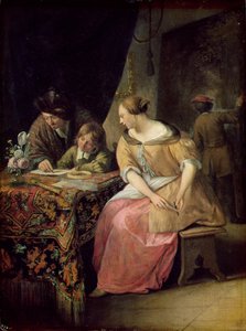 Innenraum mit einem Maler und seiner Familie von Jan Havickszoon Steen