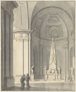 Großer gewölbter Saal mit einem Grabdenkmal von Jan Hendrik Troost van Groenendoelen