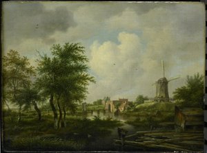 Die verfallene Mauer in Amsterdam mit dem Weteringpoort, gesehen über den Buitensingel