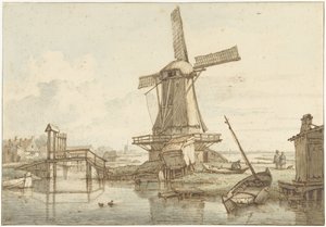 Landschaft mit Windmühle