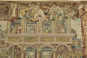 Detail des Palastes und Musikerengel aus Vertumnus und Pomona, ca. 1630 von Jan II Raes
