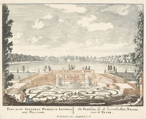 Brunnen und großer Teich in den Gärten des Het Loo Palastes, 1694-97 von Jan I van Call