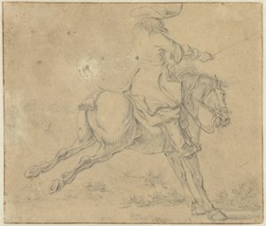 Reiter auf einem scheuenden Pferd von Jan Jacobsz van der Stoffe