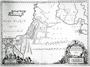 Karte der Reisen von Abraham, Isaak und Jakob, 1652
