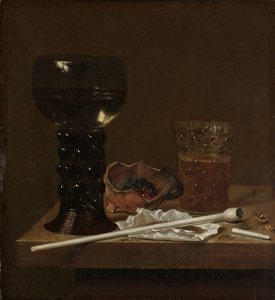 Stillleben mit Roemer, Bierglas und Pfeife