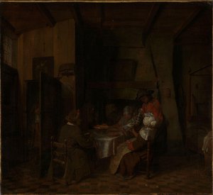 Eine Familienmahlzeit in einer Bauernhütte von Jan Josef Horemans the elder