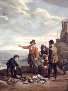 Fischer am Strand von Jan Josef the Elder Horemans