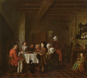 Innenraumszene, Familienmahlzeit