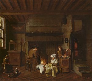 Innenraumszene, neben dem Kamin von Jan Josef the Elder Horemans