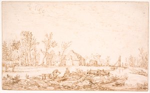 Ein Kanal nahe einem Dorf von Jan Josefsz van Goyen