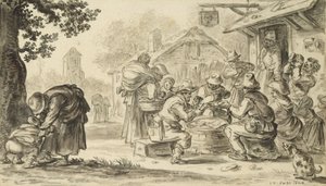Kartenspiel der Bauern vor dem Gasthaus, 1624