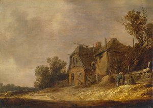 Landschaft mit einem Cottage und einer Scheune von Jan Josephsz van Goyen