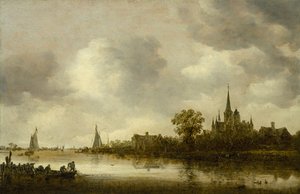 Flusslandschaft mit Kirche in der Ferne, 1644