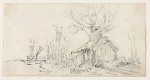 Skizze einer Landschaft mit Hütte, um 1630 von Jan Josephsz van Goyen
