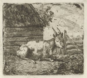 Ziege bei einer Scheune von Jan Kobell (II)