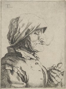 Alte Frau raucht eine Pfeife von Jan Lauwryn Krafft (I) (possibly)
