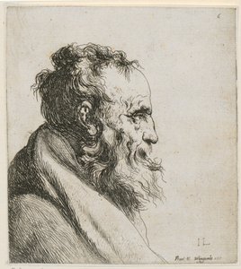 Brustbild eines bärtigen, alten Mannes, im Profil nach rechts von Jan Lievens