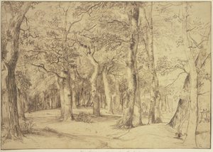 Das Innere eines Waldes, rechts sitzt ein Maler an der Staffelei von Jan Lievens