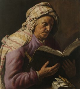 Alte Frau beim Lesen, 1626-1633
