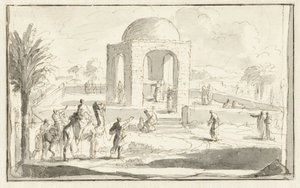 Ansicht einer Moschee oder eines Tempels in der Wüste von Jan Luyken