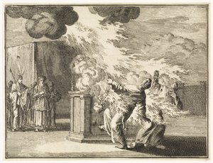 Nadab und Abihu von Flammen getötet von Jan Luyken