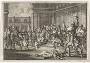 Aufruhr und Kampf im Tempel von Jerusalem von Jan Luyken
