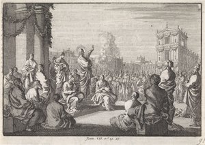 Predigt Christi vor dem Tempel von Jan Luyken