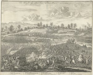 Schlacht bei Turnhout, 1597 De Slagh by Turnhout in den Jaere MDXCVII (Titel auf Objekt) von Jan Luyken