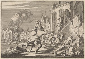 Zerstörung katholischer Kapellen in London, 1688 von Jan Luyken
