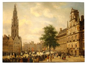 Prozession auf dem Grand Place von Antwerpen