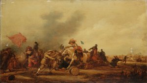 Ein Gefecht zwischen Kavallerie und Fußsoldaten, 1634 von Jan Martszen de Jonge