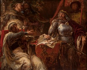 König Władysław Łokietek bricht die Verhandlungen mit den Deutschordensrittern ab von Jan Matejko