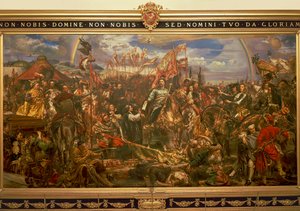 Gemälde von Jan Matejko oder Jan Mateyko (1838-1893), Darstellung von Jan III. Sobieski, der Wien befreit und die Siegesbotschaft an den Papst sendet von Jan Matejko
