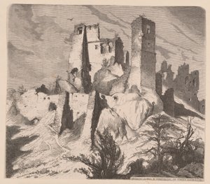 Ruinen der Burg in Odrzykoń, 1865 - Holzschnitt nach einer Zeichnung von Jan Matejko von Jan Matejko