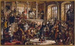 Das goldene Zeitalter der Literatur im 16. Jahrhundert. Reformation. Vorherrschaft des Katholizismus von Jan Matejko