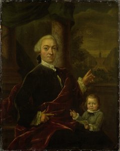 Familienporträt von Jan van de Poll, Bankier und Bürgermeister von Amsterdam mit seinem jungen Sohn Harman von Jan Maurits Quinkhard