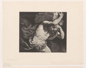Sisyphus trägt einen Felsblock den Hügel hinauf von Jan Mesker