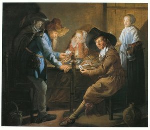 Kartenspieler bei Lampenlicht von Jan Miense Molenaer
