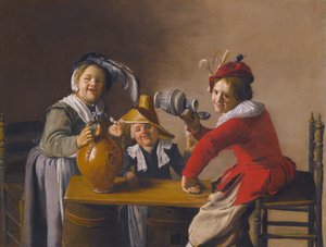 Drei Kinder trinken und machen Unfug von Jan Miense Molenaer