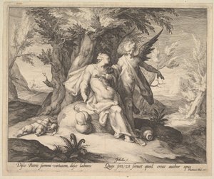 Hagar in der Wüste von einem Engel getröstet, ca. 1609 von Jan Muller