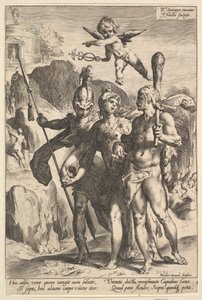 Herkules wird der bergige Weg zum Tempel des unsterblichen Ruhms gezeigt in der Begleitung..., ca. 1591 von Jan Muller