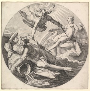 Der zweite Tag stirbt II, aus der Serie Die Schöpfung der Welt, ca. 1594 von Jan Muller