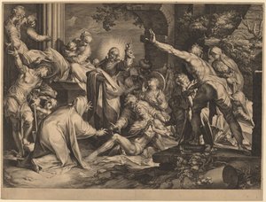 Die Auferweckung des Lazarus von Jan Muller after Abraham Bloemaert