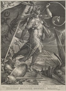 Bellona führt die kaiserlichen Armeen gegen die Türken von Jan Muller after Bartholomaeus Spranger
