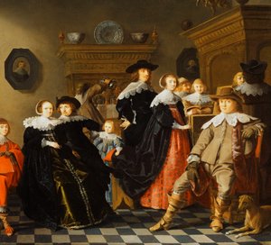 Eine elegante Familie in einem Innenraum