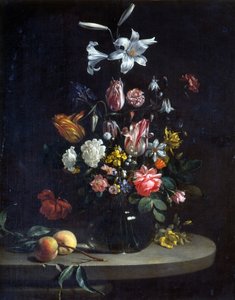 Stillleben: Blumenstrauß in einer Glasvase