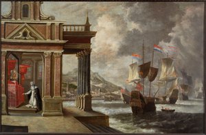 Die Schlacht von Lepanto: Heilige Katharina von Ricci und die Einschiffung, 1671 von Jan Peeters the Elder