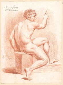 Sitzender männlicher Akt, von hinten gesehen (2. Preis 1789) von Jan Philip Reuthel jr.