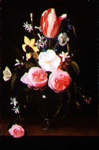 Stillleben mit Blumen in einer Glasvase von Jan Philip van Thielen